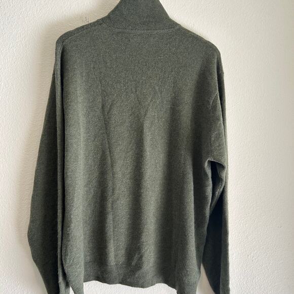 Alan Flesser 1/4 Zip Sweater Cashmere Green SZXL Classic Luxury Knit - Picture 3 of 9